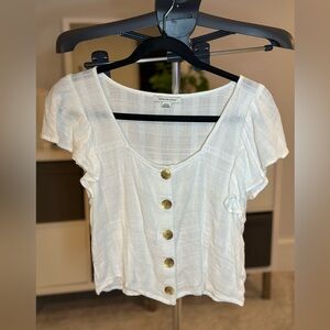 American Eagle Outfitters White Button-Front Blouse
